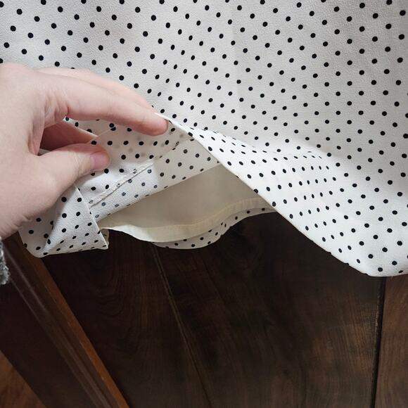VINTAGE Boutique A-Line White Polka Dot Midi Skirt Est Size XS - Picture 6 of 10